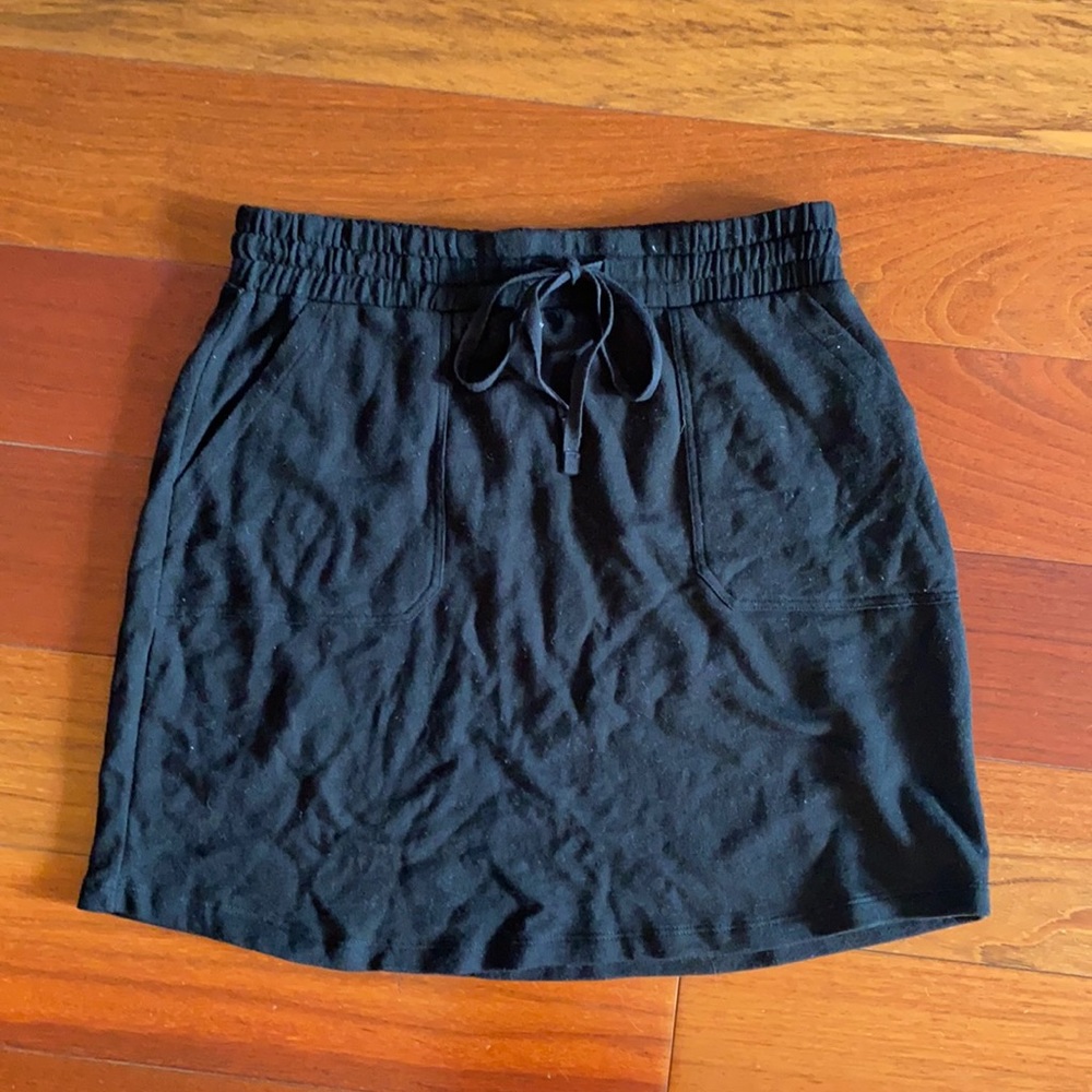 Nordstrom Caslon Black Cotton Mini Skirt with Drawstring